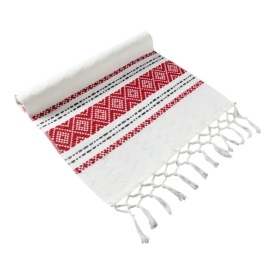 Prosop, stergar traditional crem cu modele traditionale romanesti, tesut cu model traditional – 75 x 36 cm