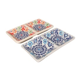 Tava alba pentru aperitiv din ceramica, lucrata manual