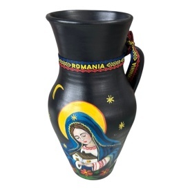 Ulcior ceramic decorativ pictat manual, Maica Domnului Ocrotitoarea casei, 30 cm - Img 2