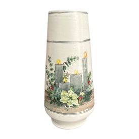 Vază ceramică de Crăciun cu lumânări, 30 cm