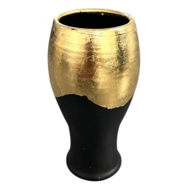 Vază ceramică Marginea decorată manual cu foiță de aur, 25 cm – autentică