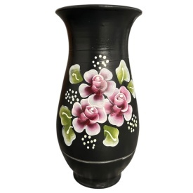 Vaza ceramica pentru flori, pictata manual, autentica