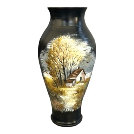 Vaza ceramica unicat pictata manual – decor artistic premium pentru interior, 44 cm