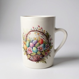 Vaza decorativa alba tip carafa cu maner 20 cm pentru flori, lucrata manual, Marginea, Ceramica Martinescu, decor cosulet cu oua colorate si aranjament floral - Img 2