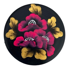 Farfurie decorativa de perete ceramica pictata manual cu maci – decor perete elegant cu sistem prindere 16 cm