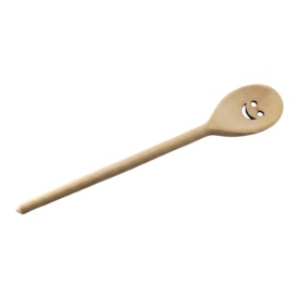 Lingura din lemn cu model smiley 30 cm – ustensila vesela pentru gatit