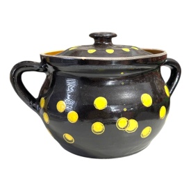 Oala de lut pentru sarmale, neagra, 2.8 litri