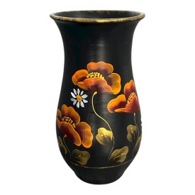 Vază ceramică pictată manual cu maci portocalii – Marginea, 25 cm