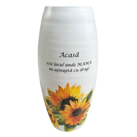 Vază decorativă albă cu floarea soarelui