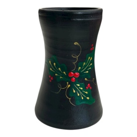 Vaza decorativa de Craciun, ceramica, neagra