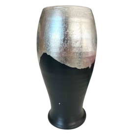 Vaza din ceramica cu foita de argint, autentica, Marginea, Martinescu
