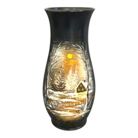 Vaza unicat pictata manual – obiect decorativ premium pentru casa si birou, 30 cm