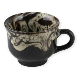 Canita din lut pentru tuica, 25 ml, neagra, glazurata, traditionala si rustica