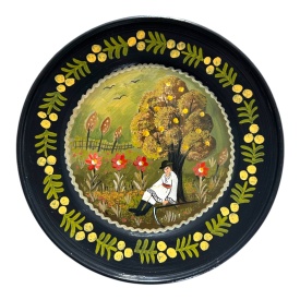 Farfurie Ceramica de Marginea pictată manual – La cosit, 24 cm
