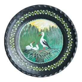 Farfurie de perete, pictata manual, berze, farfurie traditionala