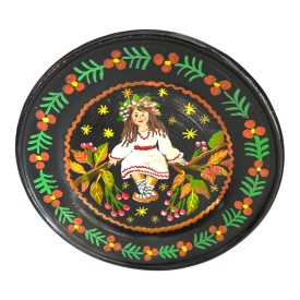 Farfurie traditionala decorativa din ceramica de Marginea, pictura manuala, 20 cm
