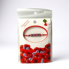 Martisor bratara cu motive traditionale romanesti, snur rosu ajustabil, cadou 1 Martie - Img 2