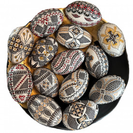 Ou de gasca incondeiat cu ceara traditional Bucovina – decor pascal autentic 10 cm - Img 2
