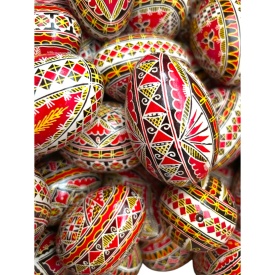 Ou de gasca, incondeiat, rosu, traditional Bucovina – decor pascal handmade 10 cm - Img 2