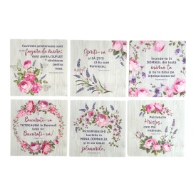 Set suporuri pentru pahare, lemn, citate biblice