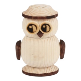 Solnita din lemn natural, model bufnita, pentru sare, 7 cm