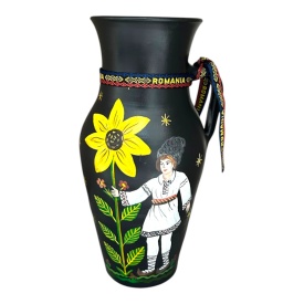 Ulcior mare din ceramica 30 cm – Piesa decorativa traditionala cu motive romanesti