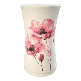 Vaza alba decorativa cu maci