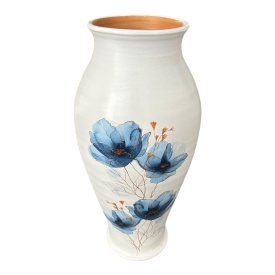 Vaza mare, inalta, din ceramica cu maci