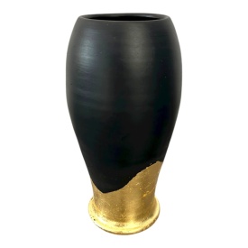 Vază modernă din ceramică cu foiță de aur 25 cm - Img 2
