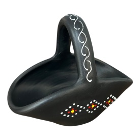 Cosulet din ceramica, model traditional, pictat manual, handmade, motive traditionale, decor pentru Paste, suport pentru bomboane