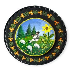 Farfurie ceramica traditionala Marginea – 24 cm cu suport de perete