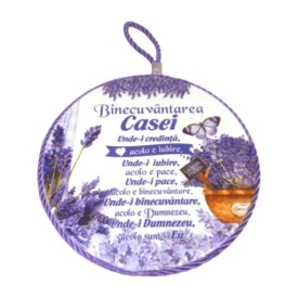 Placheta Binecuvantarea casei cu lavanda, rotunda, 16 cm