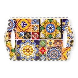 Suport din ceramica, cu manere, pentru oala fierbinte sau decorativ, mozaic, contemporan, 22x14cm
