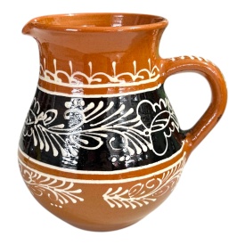 Ulcior ceramic maro, glazurat, 14 cm, 1 litru – tradițional românesc, sigur pentru lichide