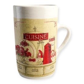 Vaza alba tip carafa 20 cm cu maner, decor CUISINE, accent decorativ pentru bucatarie