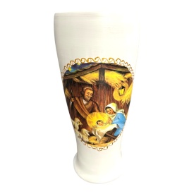 Vază ceramică decorată manual cu scena Nașterii Domnului, 30 cm – Marginea, Bucovina