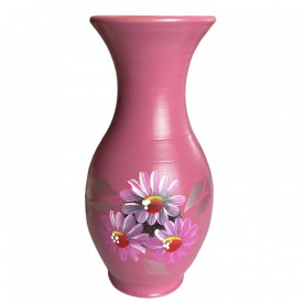 Vaza ceramica fuchsia,cu margarete