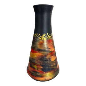 Vaza ceramica neagra pictata manual 25 cm - obiect decorativ