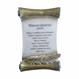 Aplica de perete, Binecuvantarea casei, ipsos, alb, auriu, 20cm