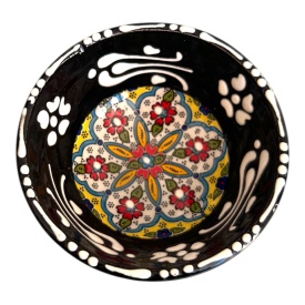 Bol mic din ceramica, lucrat manual, negru, pentru sosuri, alune, nuci, bijuterii