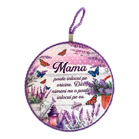 Cadou pentru mama, placheta din ceramica, lavanda, 16 cm