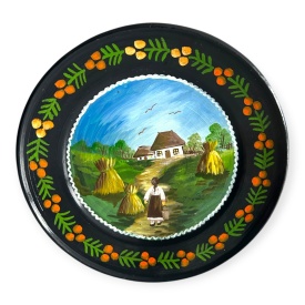 Farfurie din ceramica pictata manual – obiect decor perete 24 cm Marginea