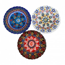 Farfurie mare din ceramica, decorata manual, 18.5cm - Img 2