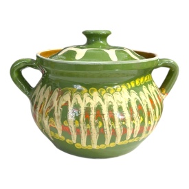 Oala de lut pentru sarmale, verde, 2.8 litri