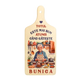 Tocător din lemn de fag personalizat – Cadou special pentru bunica, mesaj gravat, 31 x 14 cm