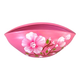 Bol decorativ ceramic pictat manual roz – bol ceramic pentru masa, living sau decor interior 18x9 cm