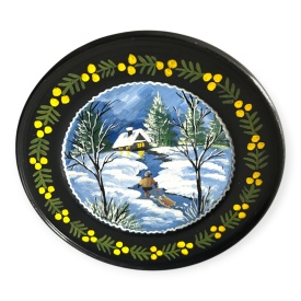 Farfurie ceramica artizanala pentru perete – 24 cm pictata in Marginea