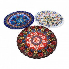Farfurie mare din ceramica, decorata manual, 18.5cm