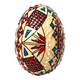 Ou incondeiat din lemn natural, Bucovina, lucrat manual, motive traditionale romanesti, 7 cm - Img 2