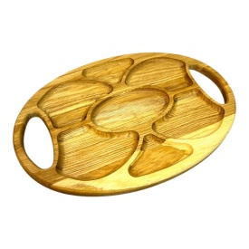 Platou din lemn de nuc, compartimentat, pentru servire și aranjamente la evenimente